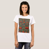 William Morris Strawberry Thief Floral Pattern T-shirt (Voorkant volledig)
