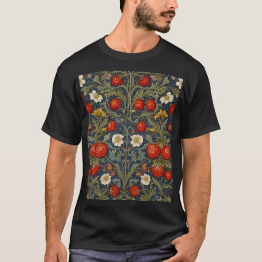 William Morris Strawberry Thief Floral Pattern T-shirt (Voorkant)