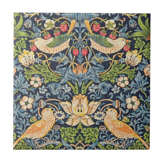 William Morris Strawberry Thief Floral Pattern Tegeltje (Voorkant)