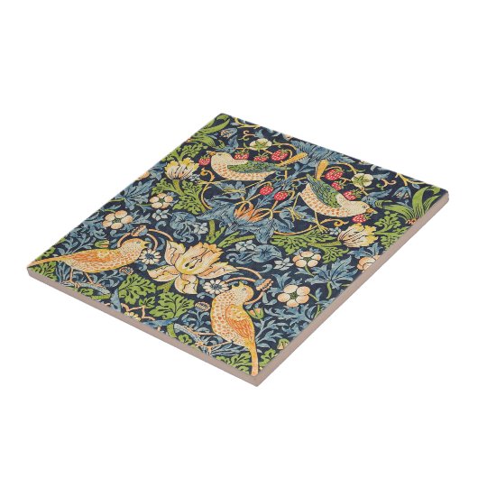 William Morris Strawberry Thief Floral Pattern Tegeltje (Zijkant)