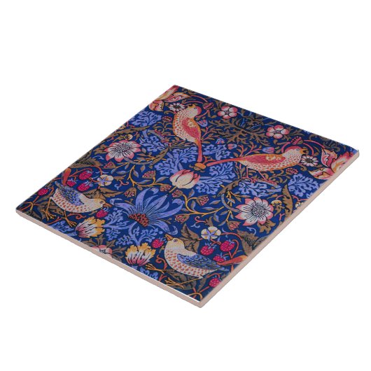 William Morris Strawberry Thief Floral Pattern Tegeltje (Zijkant)