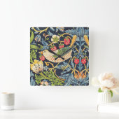 William Morris Strawberry Thief Floral Pattern Vierkante Klok (Huis)