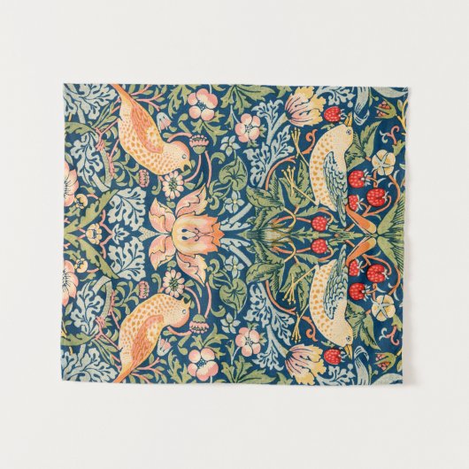 William Morris Strawberry Thief Floral Pattern Wandkleed (Voorkant (horizontaal))