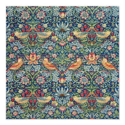 William Morris - Strawberry Thief Foto Afdruk (Voorkant)