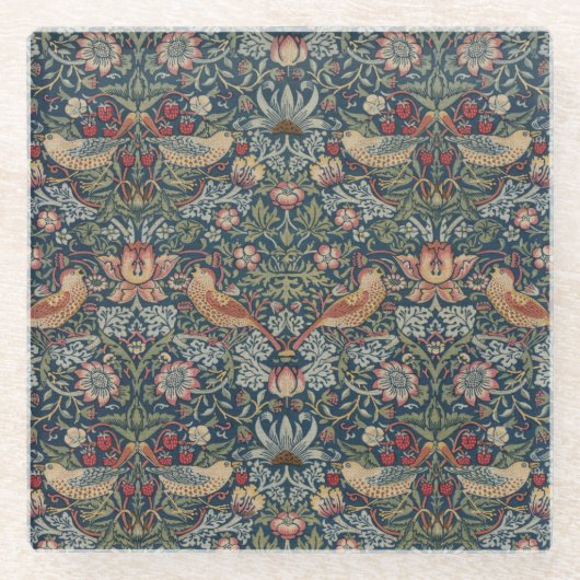  William Morris Strawberry Thief Glazen Onderzetter (Voorkant)