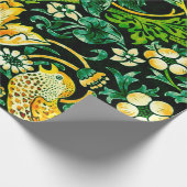 William Morris Strawberry Thief Green en Oranje Cadeaupapier (Hoek)