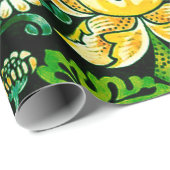 William Morris Strawberry Thief Green en Oranje Cadeaupapier (Rol Hoek)