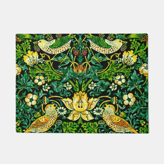 William Morris Strawberry Thief Green en Oranje Deurmat (Voorkant)