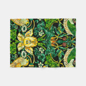 William Morris Strawberry Thief Green en Oranje Fleece Deken (Voorkant (Horizontaal))