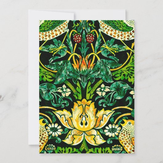 William Morris Strawberry Thief Green en Oranje Kaart (Voorkant)