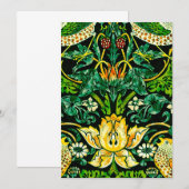 William Morris Strawberry Thief Green en Oranje Kaart (Voorkant / Achterkant)