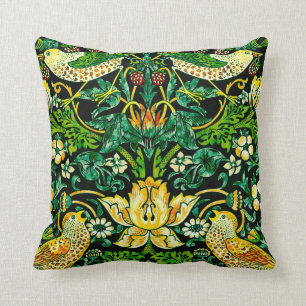 William Morris Strawberry Thief Green en Oranje Kussen