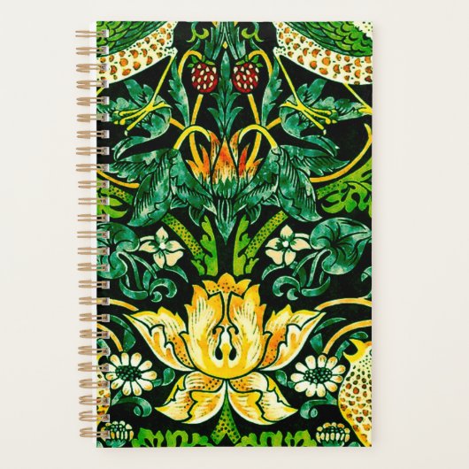 William Morris Strawberry Thief Green en Oranje Planner (Voorkant)