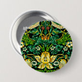 William Morris Strawberry Thief Green en Oranje Ronde Button 7,6 Cm (Voorkant /achterkant)