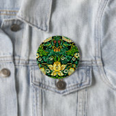 William Morris Strawberry Thief Green en Oranje Ronde Button 7,6 Cm (In situ)