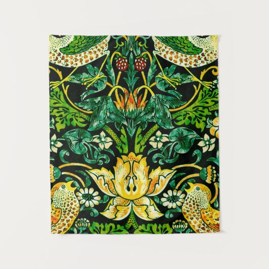 William Morris Strawberry Thief Green en Oranje Wandkleed (Voorkant)