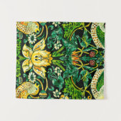 William Morris Strawberry Thief Green en Oranje Wandkleed (Voorkant (horizontaal))