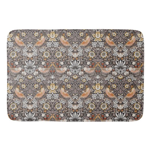 William Morris Strawberry Thief Houtskool Okergeel Badmat (Voorkant)