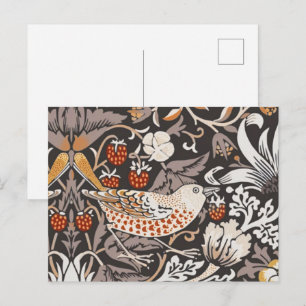 William Morris Strawberry Thief Houtskool Okergeel Briefkaart