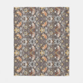 William Morris Strawberry Thief Houtskool Okergeel Fleece Deken (Voorkant)