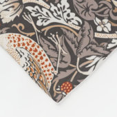 William Morris Strawberry Thief Houtskool Okergeel Fleece Deken (Hoek)