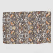 William Morris Strawberry Thief Houtskool Okergeel Golfhanddoek (Horizontaal)