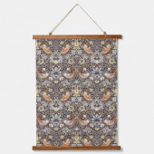 William Morris Strawberry Thief Houtskool Okergeel Hangend Wandkleed (Voorkant)