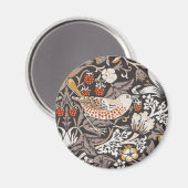 William Morris Strawberry Thief Houtskool Okergeel Magneet (Voorkant / Achterkant)