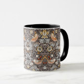 William Morris Strawberry Thief Houtskool Okergeel Mok (Voorkant rechts)