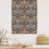 William Morris Strawberry Thief Houtskool Okergeel Poster (Keuken)