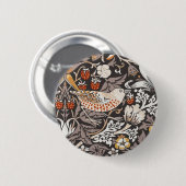 William Morris Strawberry Thief Houtskool Okergeel Ronde Button 5,7 Cm (Voorkant /achterkant)