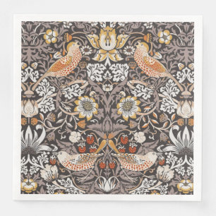 William Morris Strawberry Thief Houtskool Okergeel Servet