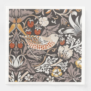 William Morris Strawberry Thief Houtskool Okergeel Servet
