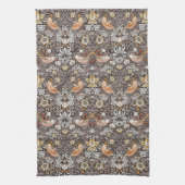 William Morris Strawberry Thief Houtskool Okergeel Theedoek (Verticaal)