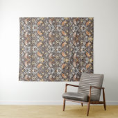 William Morris Strawberry Thief Houtskool Okergeel Wandkleed (In Situ (horizontaal))