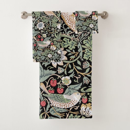 William Morris Strawberry Thief I Black Birds Bad Handdoek (Insitu)