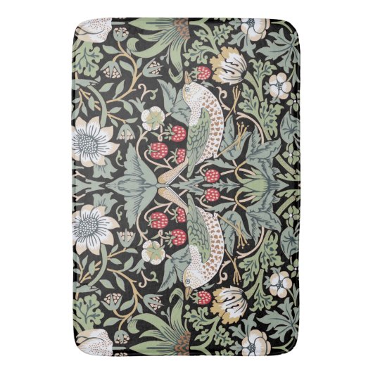 William Morris Strawberry Thief I Black Birds Badmat (Voorkant Verticaal)
