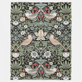 William Morris Strawberry Thief I Black Birds Fleece Deken