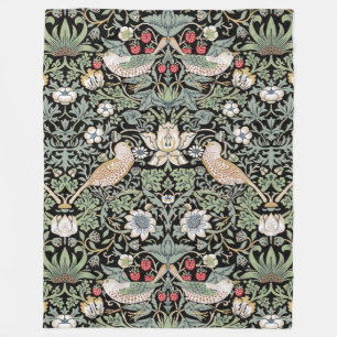 William Morris Strawberry Thief I Black Birds Fleece Deken