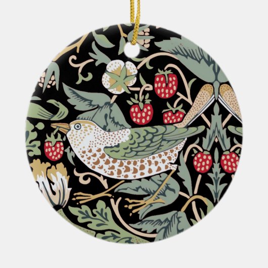 William Morris Strawberry Thief I Black Birds Keramisch Ornament (Voorkant)