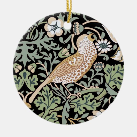 William Morris Strawberry Thief I Black Birds Keramisch Ornament (Voorkant)