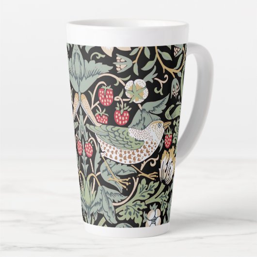William Morris Strawberry Thief I Black Birds Latte Mok (Rechterhoek)
