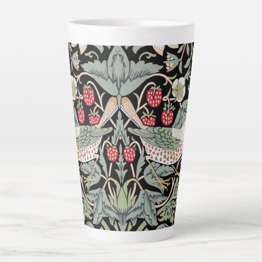 William Morris Strawberry Thief I Black Birds Latte Mok (Voorkant)