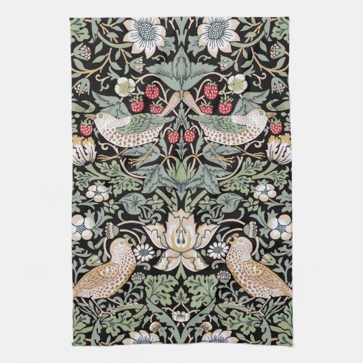 William Morris Strawberry Thief I Black Birds Theedoek (Verticaal)
