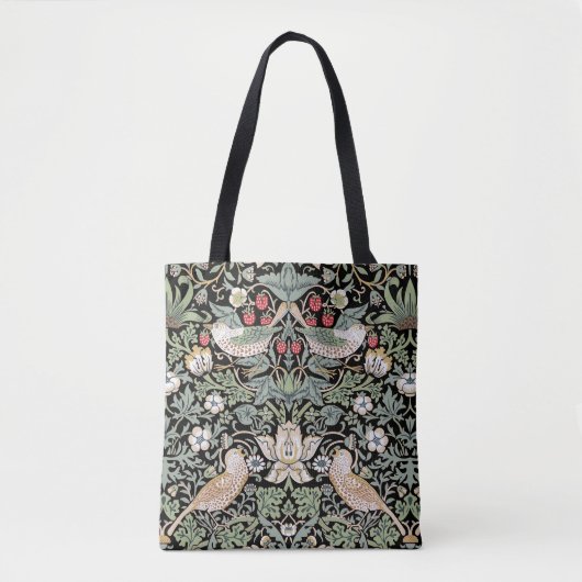 William Morris Strawberry Thief I Black Birds Tote Bag (Voorkant)