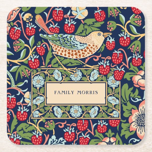 William Morris Strawberry Thief Kartonnen Onderzetters (Voorkant)