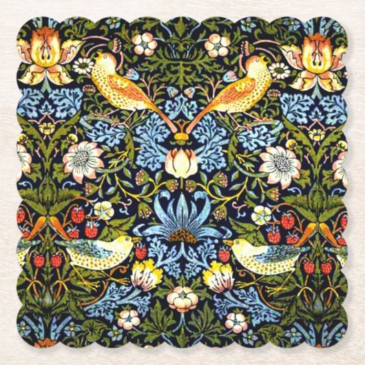 William Morris - Strawberry Thief Kartonnen Onderzetters (Voorkant)