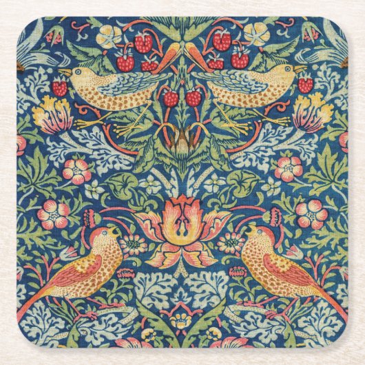 William Morris - Strawberry Thief Kartonnen Onderzetters (Voorkant)