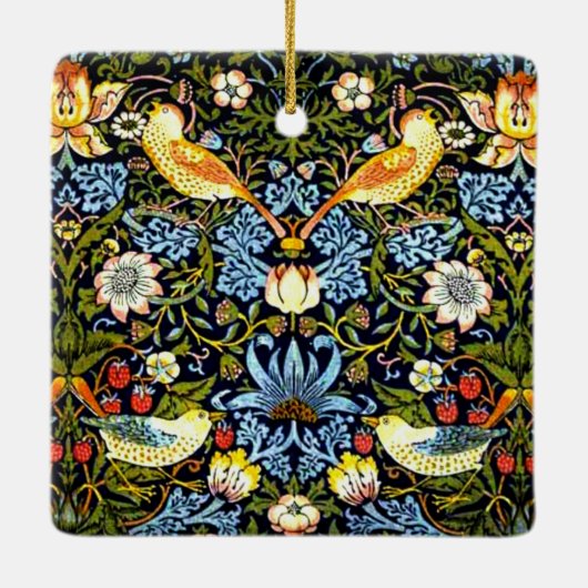 William Morris - Strawberry Thief Keramisch Ornament (Achterkant)