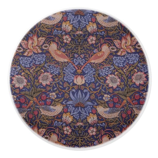  William Morris Strawberry Thief Keramische Knop (Voorkant)